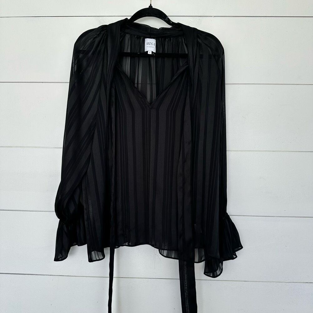 Misa Los Angeles Women’s Large Black Chiffon Blouse Top